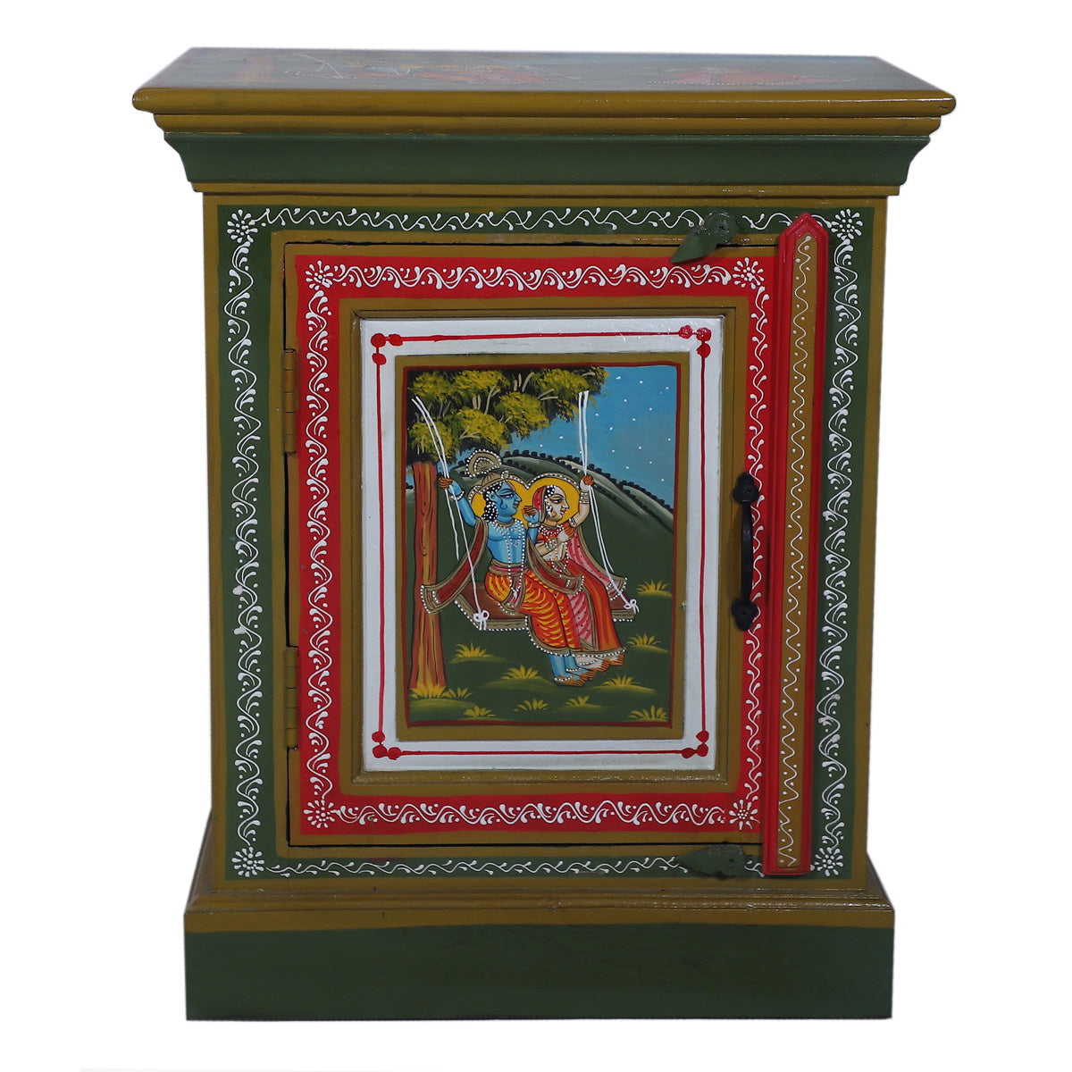 Mughal Hand Painted Multicolored Wooden Side Table 66