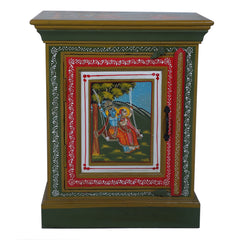 Mughal Hand Painted Multicolored Wooden Side Table 66