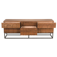 Angle Industrial Metal and Wood Chest of Drawers Sideboard