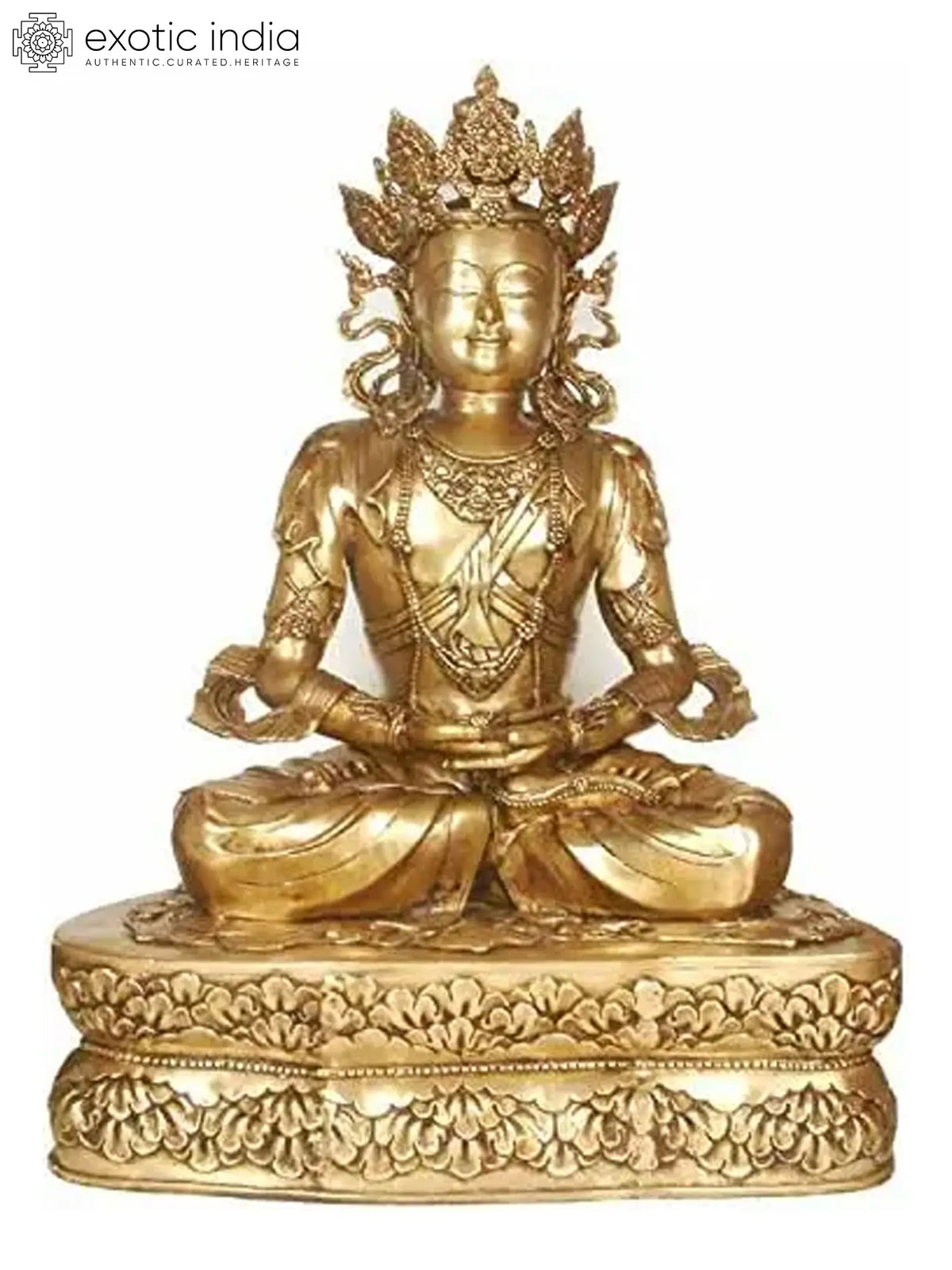 Indian Brass Tibetan Buddhist Buddha In Brass Statue