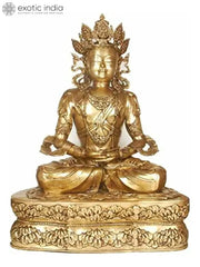 Indian Brass Tibetan Buddhist Buddha In Brass Statue