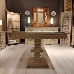 Indian Hand Carved Solid Wood Dining Table 09
