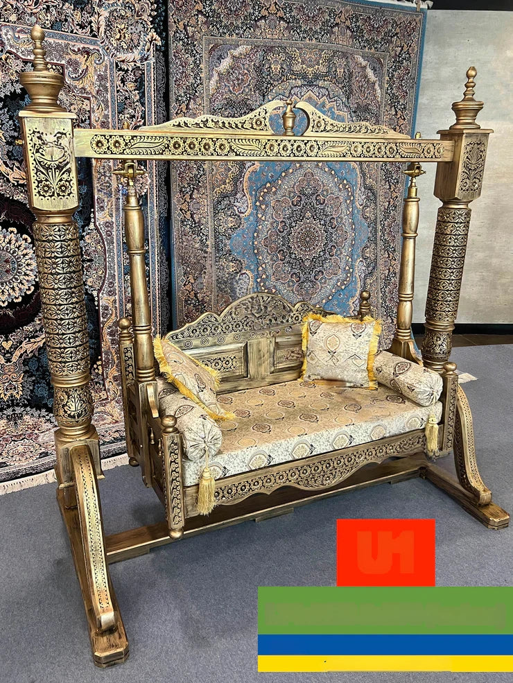 Maharaja Indian Hand Carved Painted 2 seater Swing