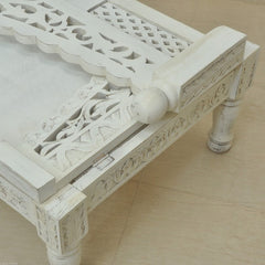 Mughal Garden Hand Carved Balinese Daybed White L