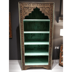 Mehrab Indian Hand Carved Solid Wood Bookshelf B2