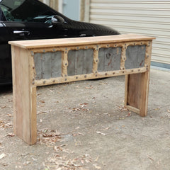 Handmade Carved Reclaimed Old Wood Console Table With Iron Fittings