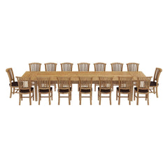 Boston Reclaimed Teak Wood 17 Piece Large Extendable Dining Table Set Natural