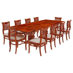 Boston Solid Wood Extendable Dining Table with 10 Chairs Set Honey Brown