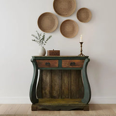 French Arched Hand Carved 2 Drawer Solid Wood Console Table 66