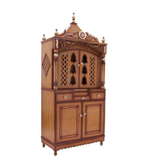 Large Sized Handmade Solid Wood Home Temple In Brown