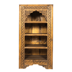 Mehrab Indian Hand Carved Solid Wood Bookshelf B18