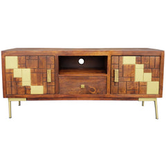 Kraft Bazaar Indian Solid Wood Hand Carved TV Unit Stand B31