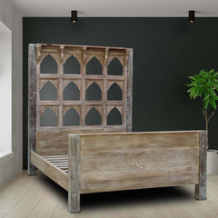 Indian Hand Carved Solid Wood Bed Frame King Size 143