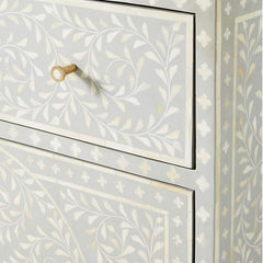 Maaya Bone Inlay Chest of Drawer sideboard White Floral