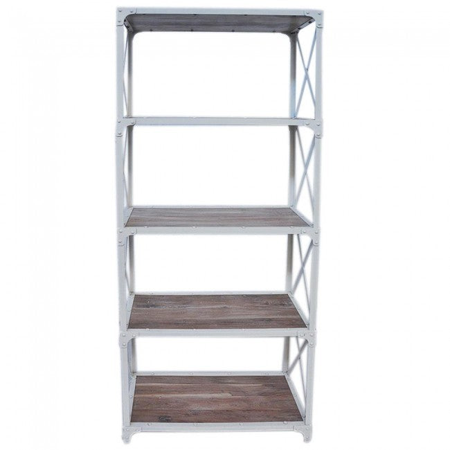 Angle Industrial Large Bookshelf Book Stand White 80x40x180cm