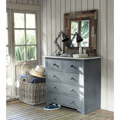 The Attic Wooden 5 Drawer Chest of Drawer Grey