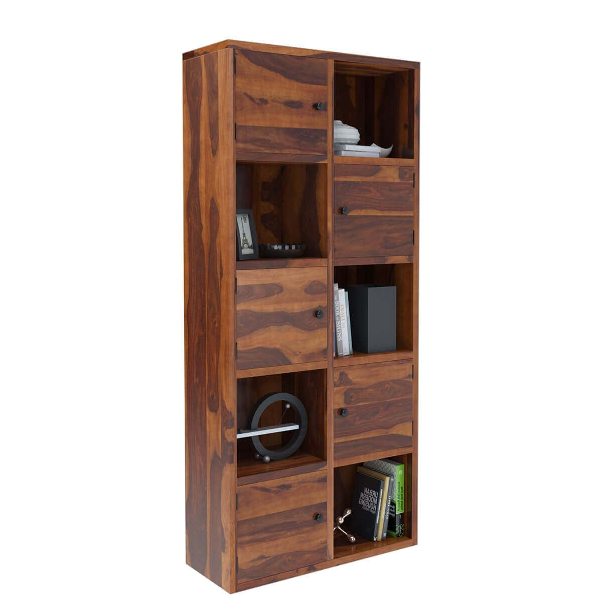 Prichard 10 Shelf Rustic Solid Wood Home Office Cube Bookcase