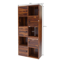 Prichard 10 Shelf Rustic Solid Wood Home Office Cube Bookcase