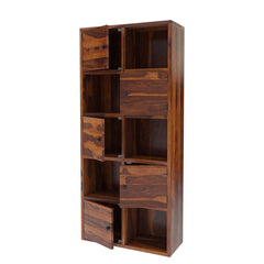 Prichard 10 Shelf Rustic Solid Wood Home Office Cube Bookcase