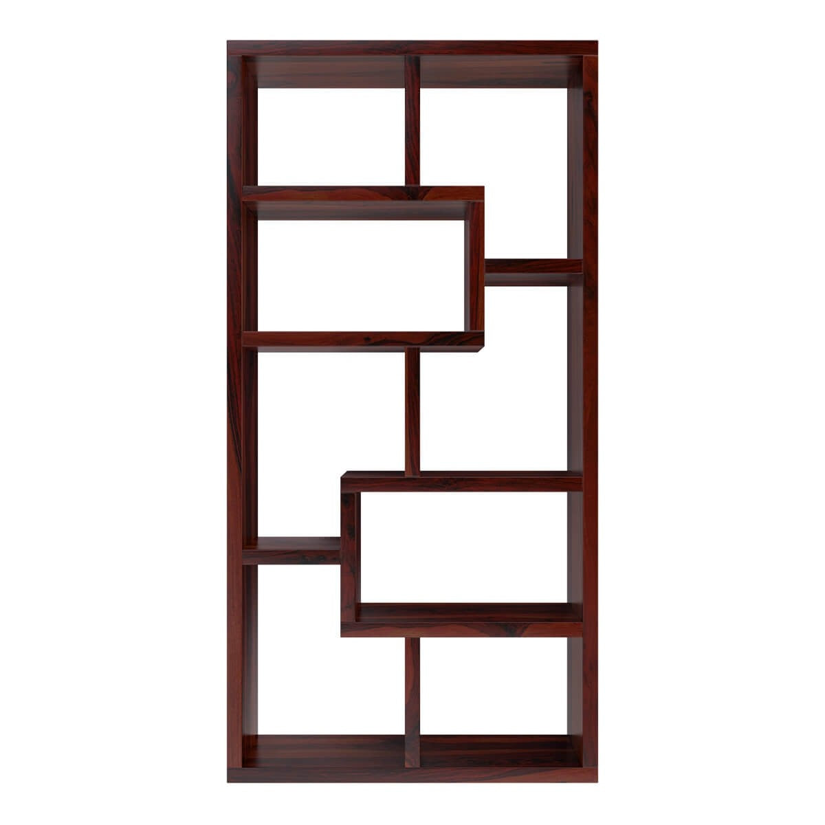 Gadsden Contemporary 8 Open Shelf Solid Wood Geometric Bookcase