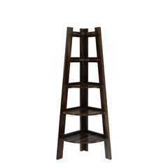 Cameroon Contemporary 5 Shelf Solid Wood Corner Ladder Bookcas