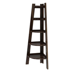 Cameroon Contemporary 5 Shelf Solid Wood Corner Ladder Bookcas