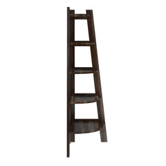 Cameroon Contemporary 5 Shelf Solid Wood Corner Ladder Bookcas