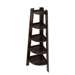 Cameroon Contemporary 5 Shelf Solid Wood Corner Ladder Bookcas