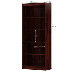 Dubois Rustic Solid Wood 5 Open Shelf Standard Bookcase