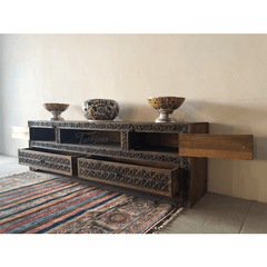Indian Hand Carved Solid Wooden TV Unit 14