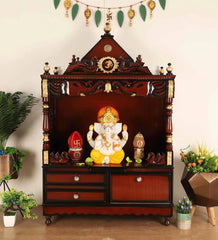 Sheesham Wood Handmade Mandir Home Temple In Brown