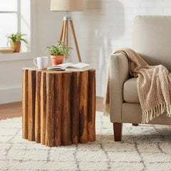 Vintage Hand Carved Solid Wood Side Table 43