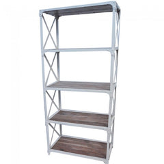 Angle Industrial Large Bookshelf Book Stand White 80x40x180cm