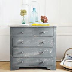 The Attic Wooden 5 Drawer Chest of Drawer Grey