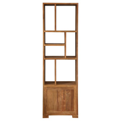 Clarkson 7 Open Shelf Reclaimed Wood Tall Narrow Bookcase w Drawers