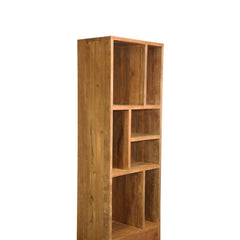 Clarkson 7 Open Shelf Reclaimed Wood Tall Narrow Bookcase w Drawers