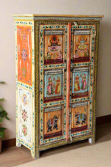 Avani Indian Hand Painted Solid Wood Cabinet Wardrobe MulticolorD67