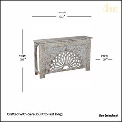 Mehrab Wooden Carved Entryway Console Table Antique White