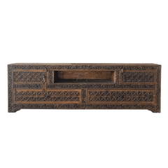 Indian Hand Carved Solid Wooden TV Unit 14