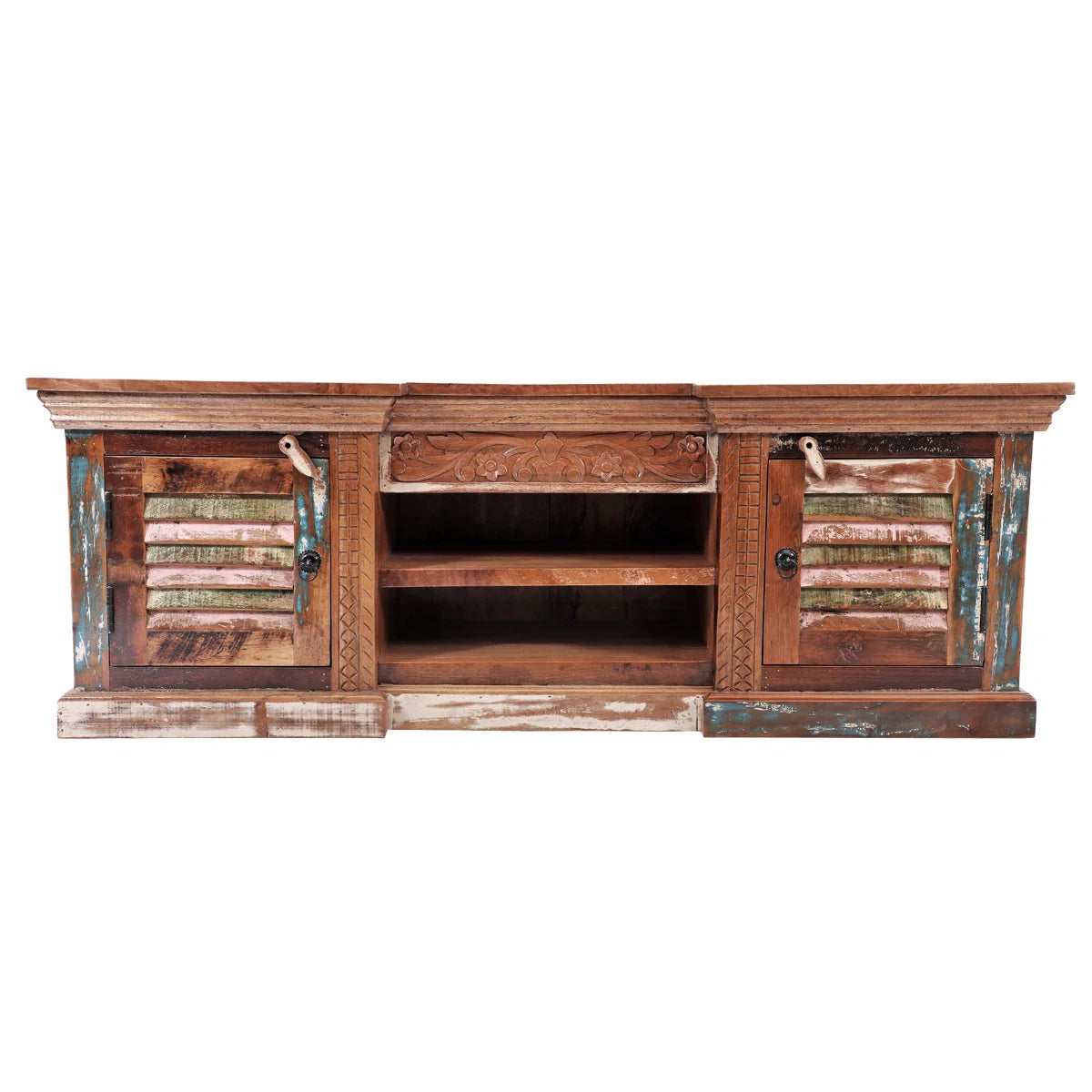 Salvage Reclaimed Wooden Rustic Colour TV Unit Stand B32