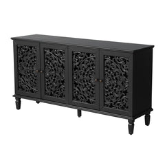 Dynasty Hand Carved Floral Carving Solid Wood 4 Door Sideboard A8