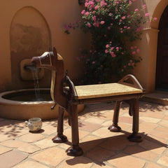Indian Hand Carved Solid Wood Brass Camel Coffee Table C167