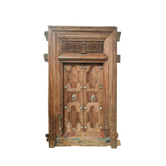 Indian Vintage Antique Hand Carved Solid Wood Door 73