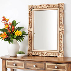 Floral Hand Carved Solid Wooden Mirror Frame 63