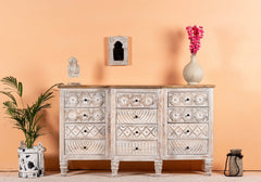 Kalah Hand Carved Solid Wooden Sideboard Buffet 92x160x45cm KLA0143  -  