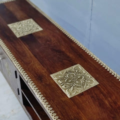 Indian Antique Brass Work Solid Wood TV Unit 54