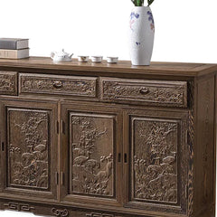 Indian Handmade Solid Wood 4 Doors & Drawers  Carved Sideboard