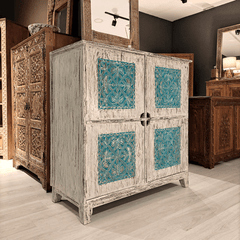 Indian Hand Carved Solid Hard Wood Cabinet D18