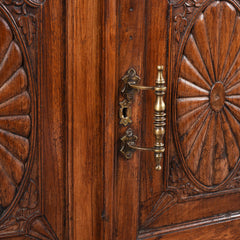 Antique Indian Hand Carved Solid Wood Almirah Cabinet Wardrobe 01