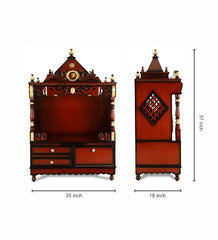 Sheesham Wood Handmade Mandir Home Temple In Brown